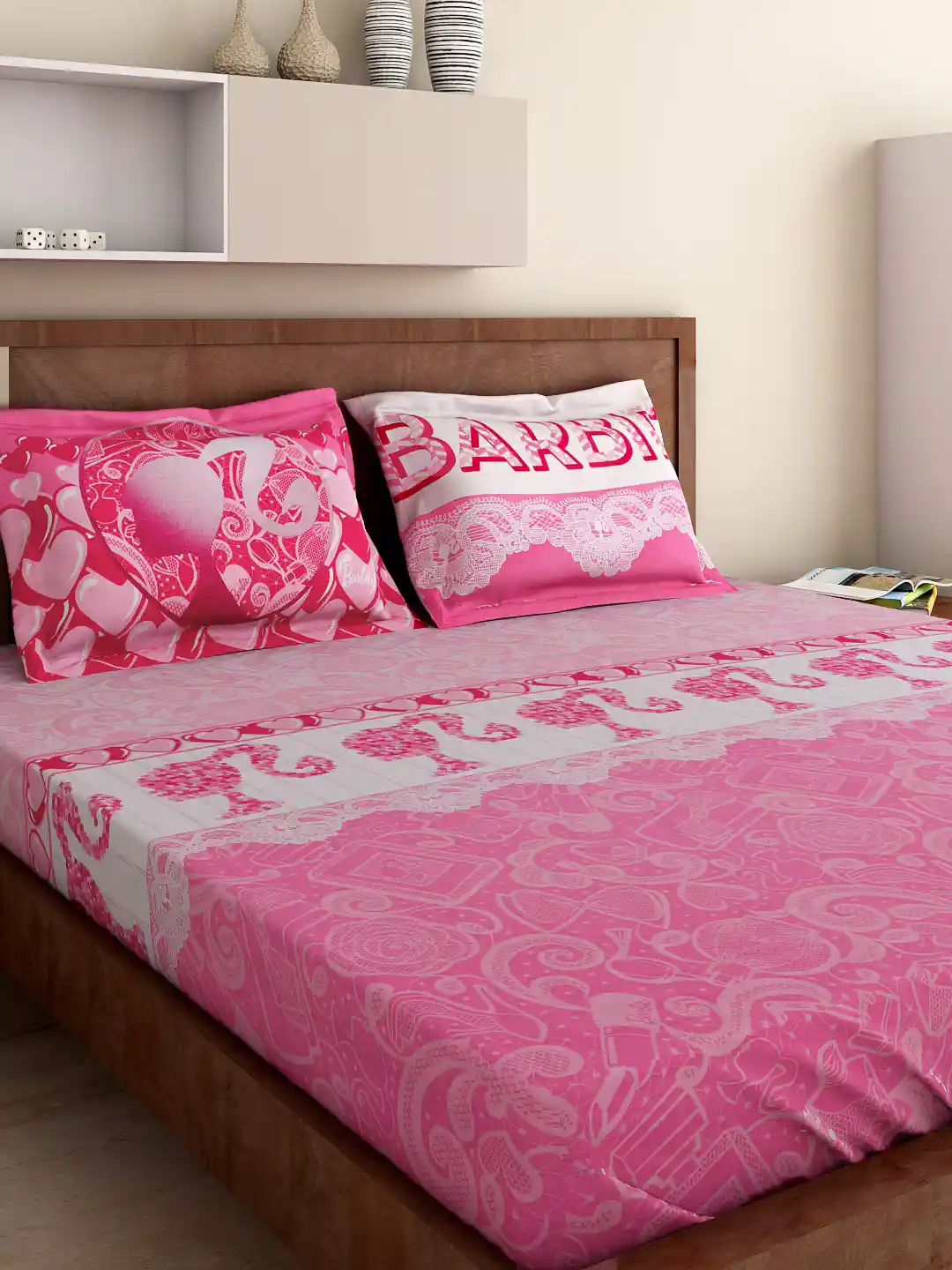 Buy BOMBAY DYEING Barbie Girls Pink 180 TC Cotton Double Bedsheet