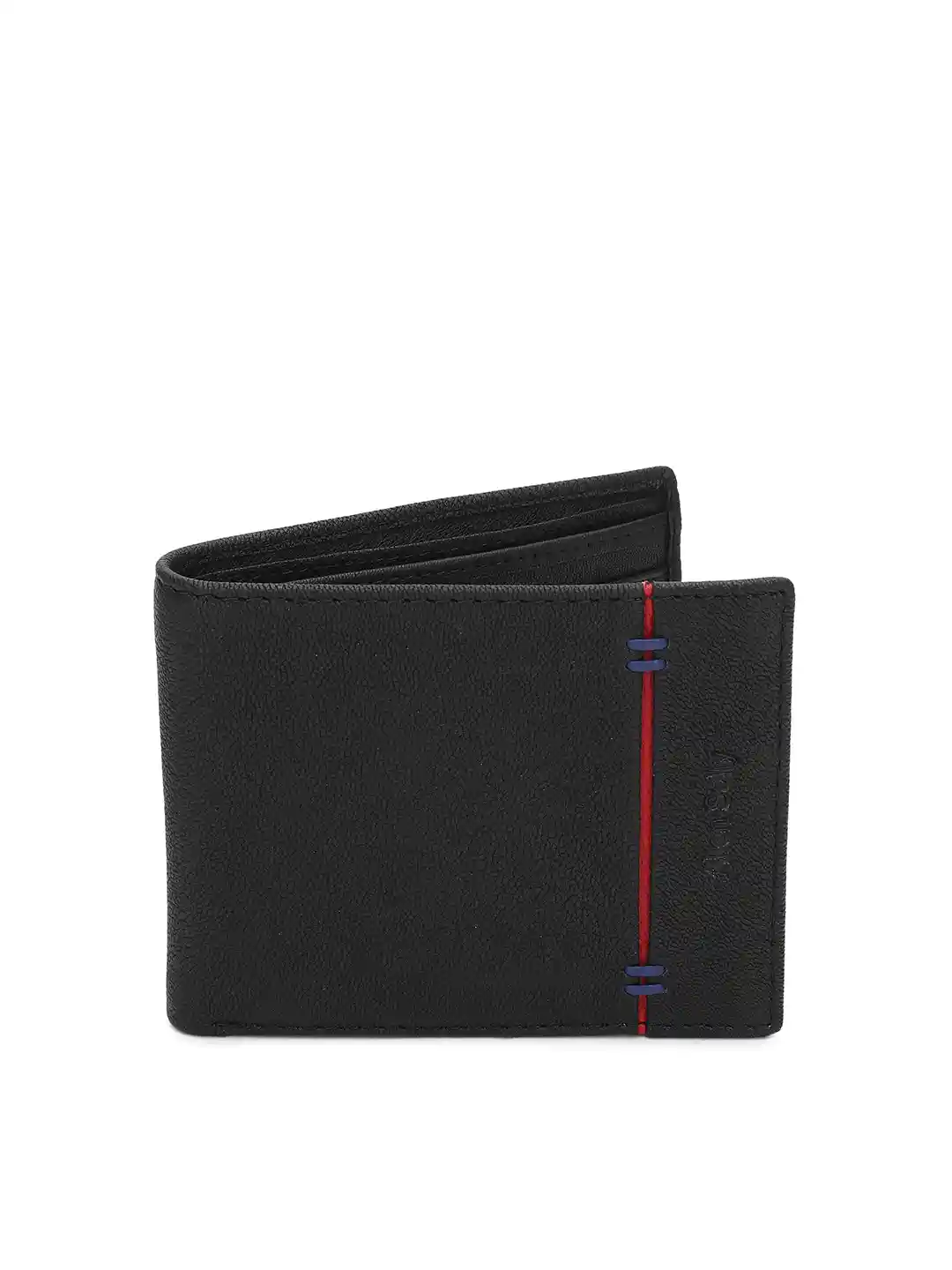 Buy Allen Solly Men Black Solid Two Fold Leather Wallet Wallets