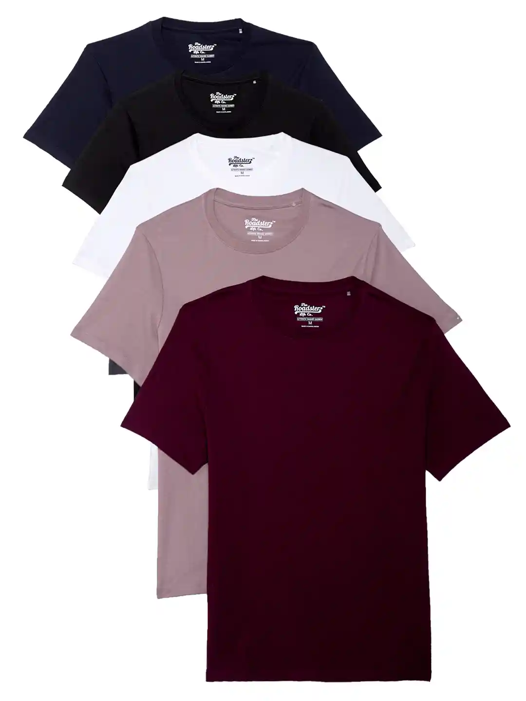 Roadster Men Pack of Solid Pure Cotton T-shirts