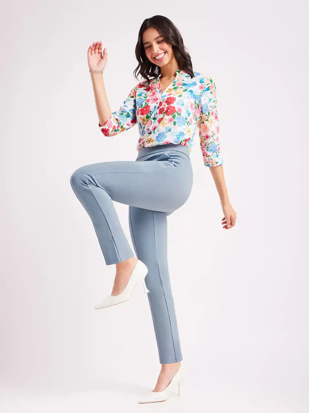 Buy FableStreet Women Grey LivIn Straight Fit Cropped Pants