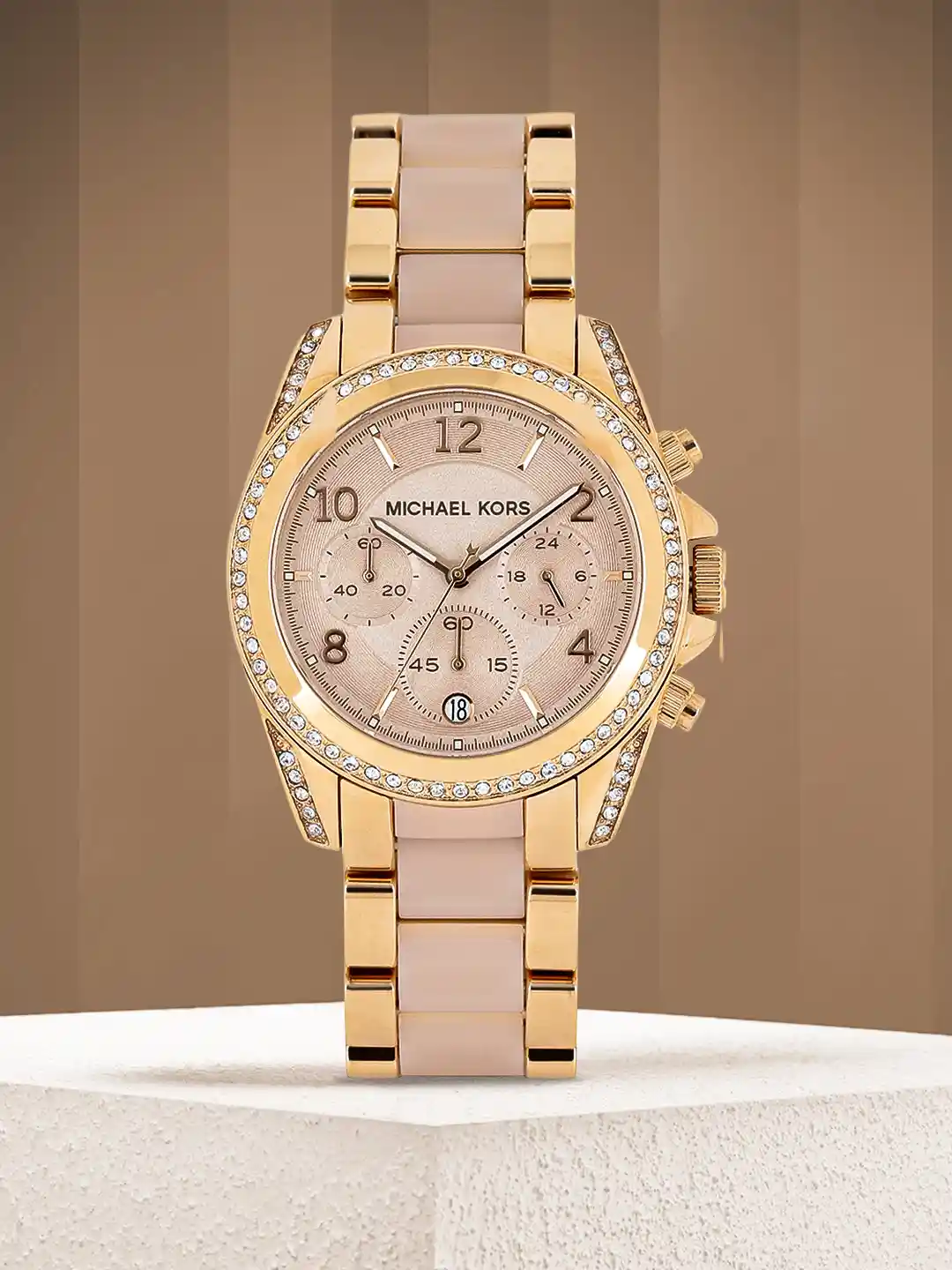 Buy Michael Kors Women Muted Gold-Toned Dial Chronograph Watch
