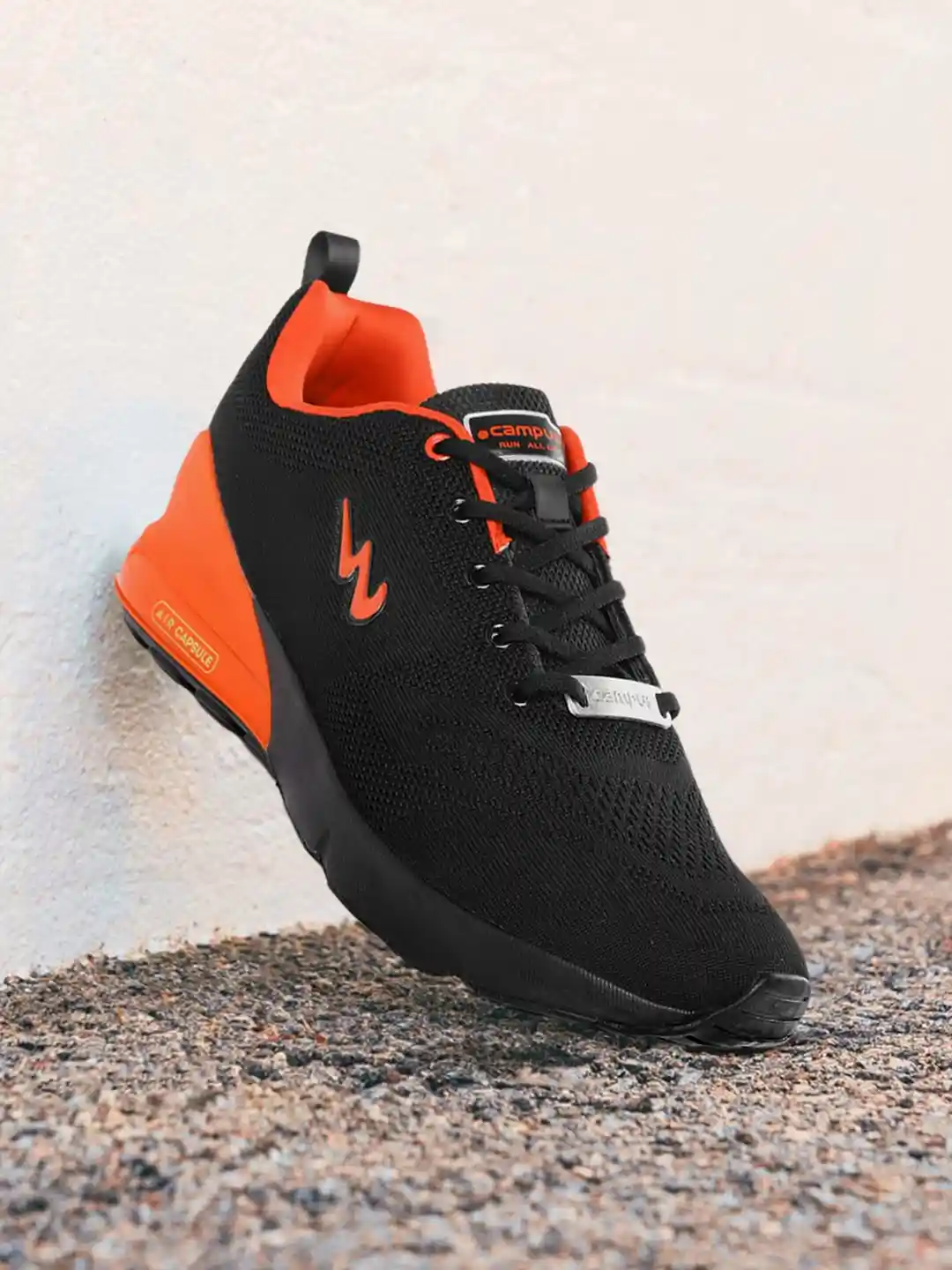 Buy Campus Men Black Orange Flying Fury Woven Design Running