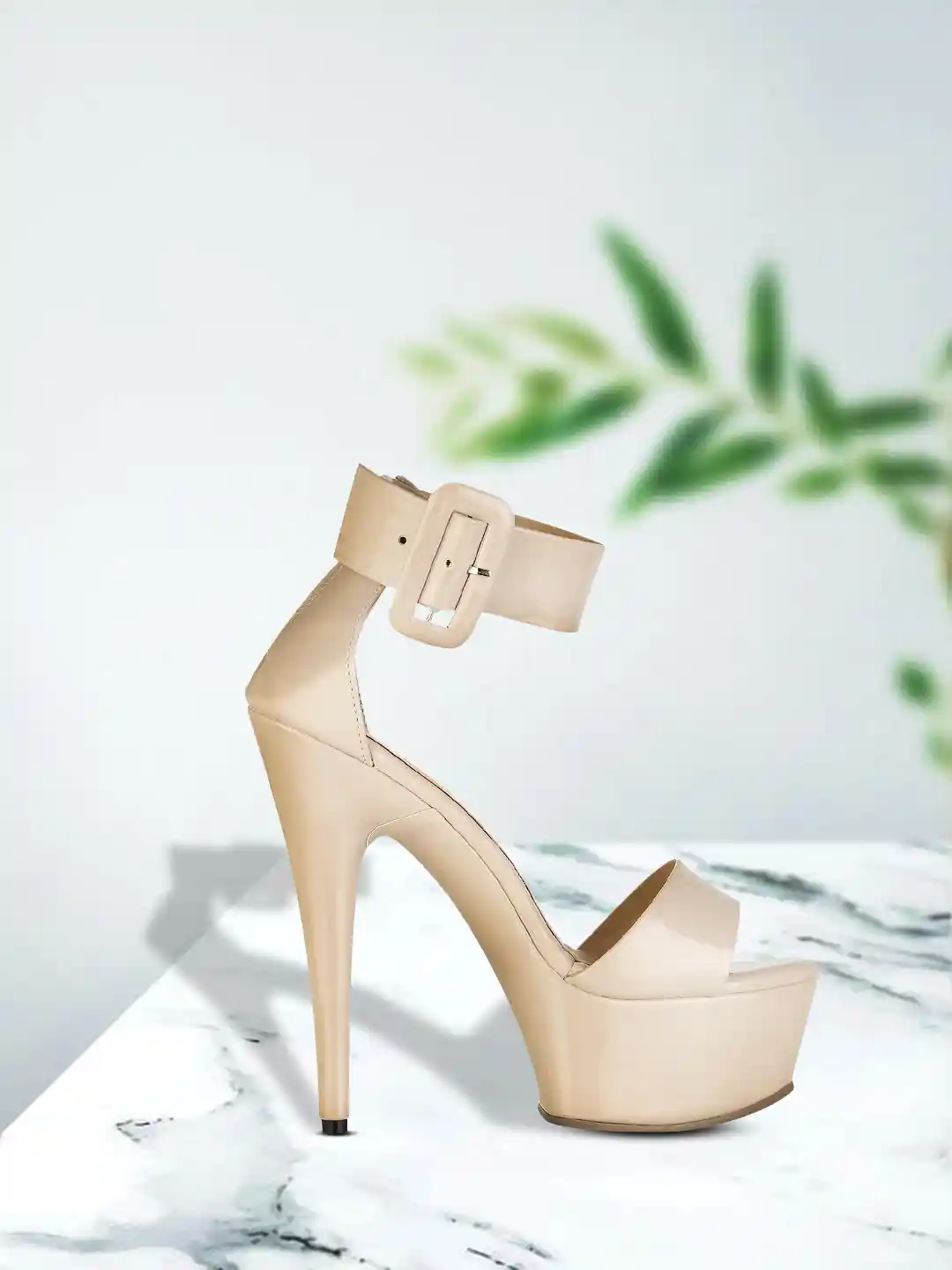 Flat n Heels Women Beige Solid Heels