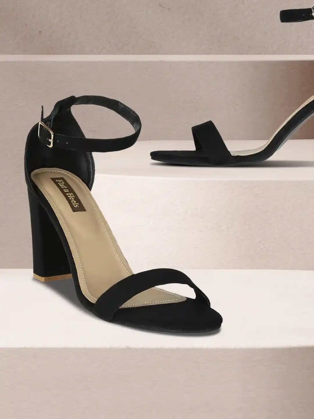 Buy Flat n Heels Women Black Solid Sandals Heels for Women
