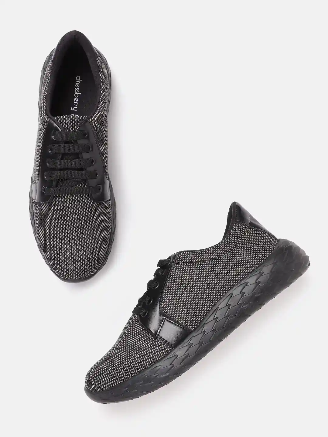 Buy DressBerry Women Black White Woven Design Sneakers Casual - Main Image