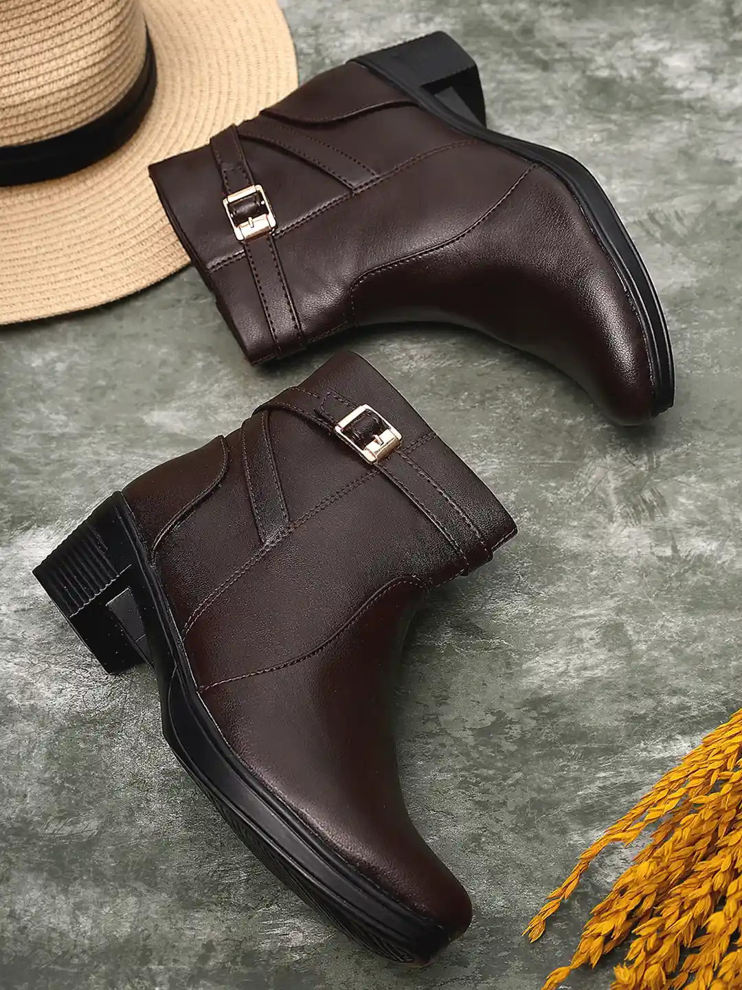 Buy TRASE Women Brown Solid Heeled Boots Boots for Women