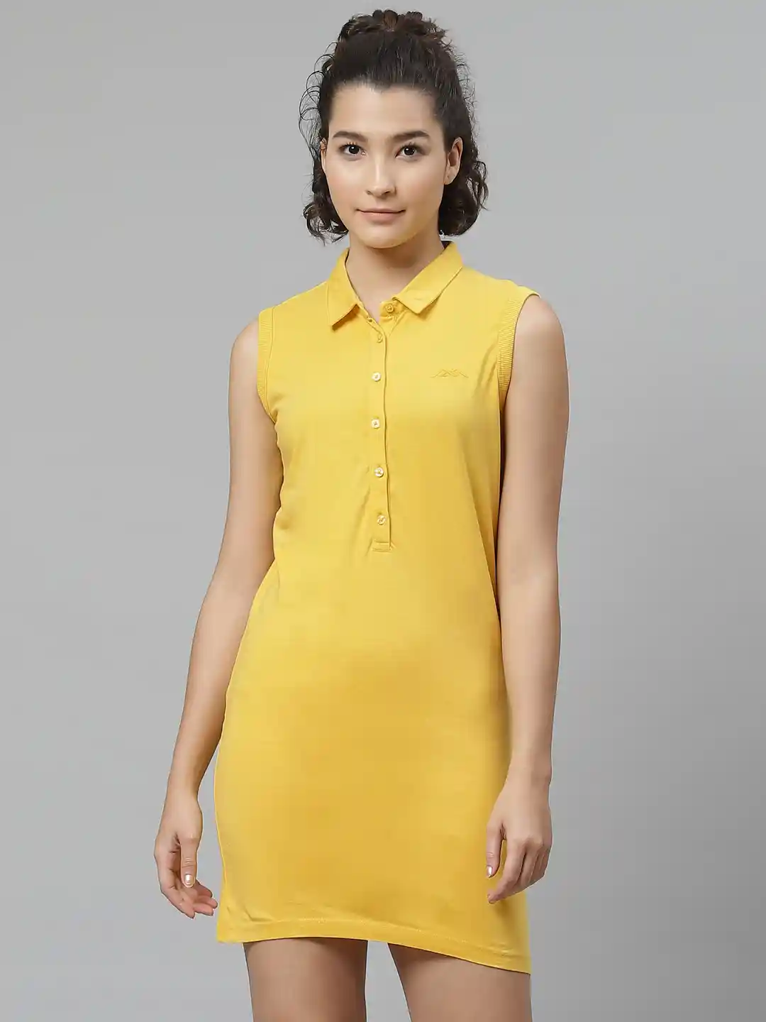 Buy Alcis Women Yellow Solid Pure Cotton T-shirt Dress Dresses