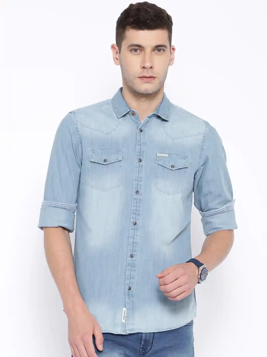 Buy Being Human Clothing Blue Slim Fit Denim Casual Shirt Shirts