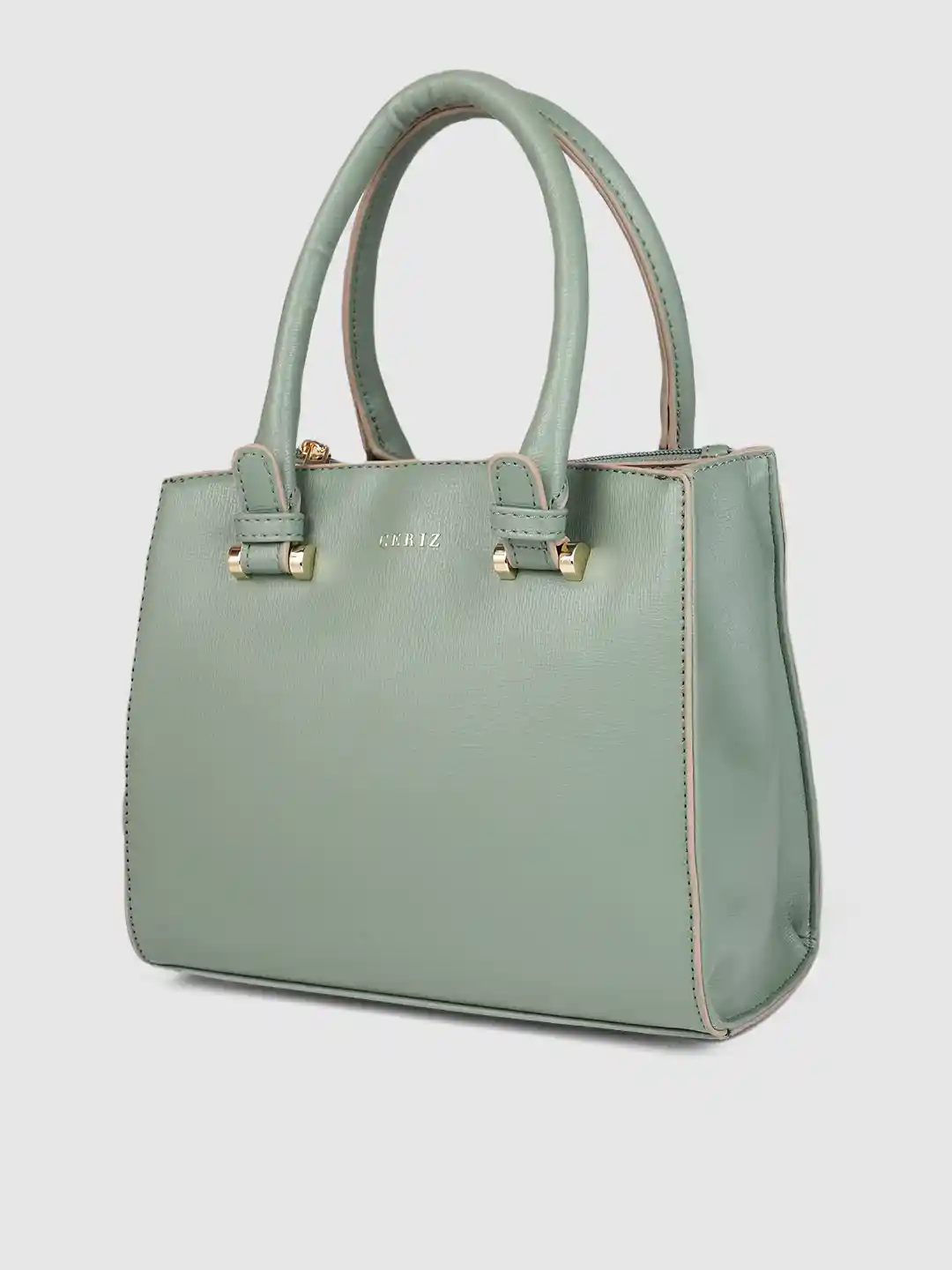 Buy CERIZ Green Textured Handheld Bag With Detachable Sling Strap