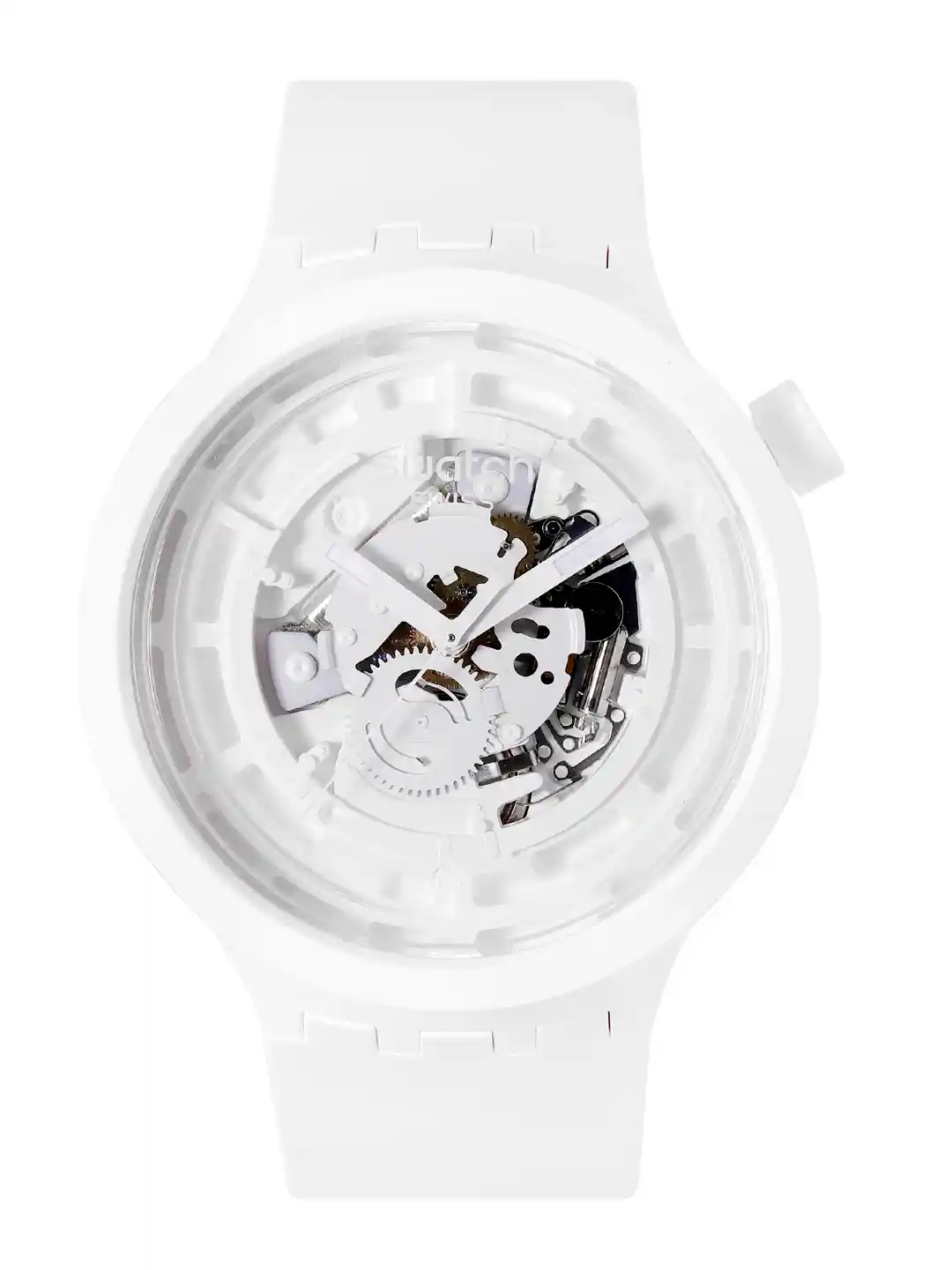 Buy Swatch Unisex White Boost Swiss Made Skeleton Dial Water