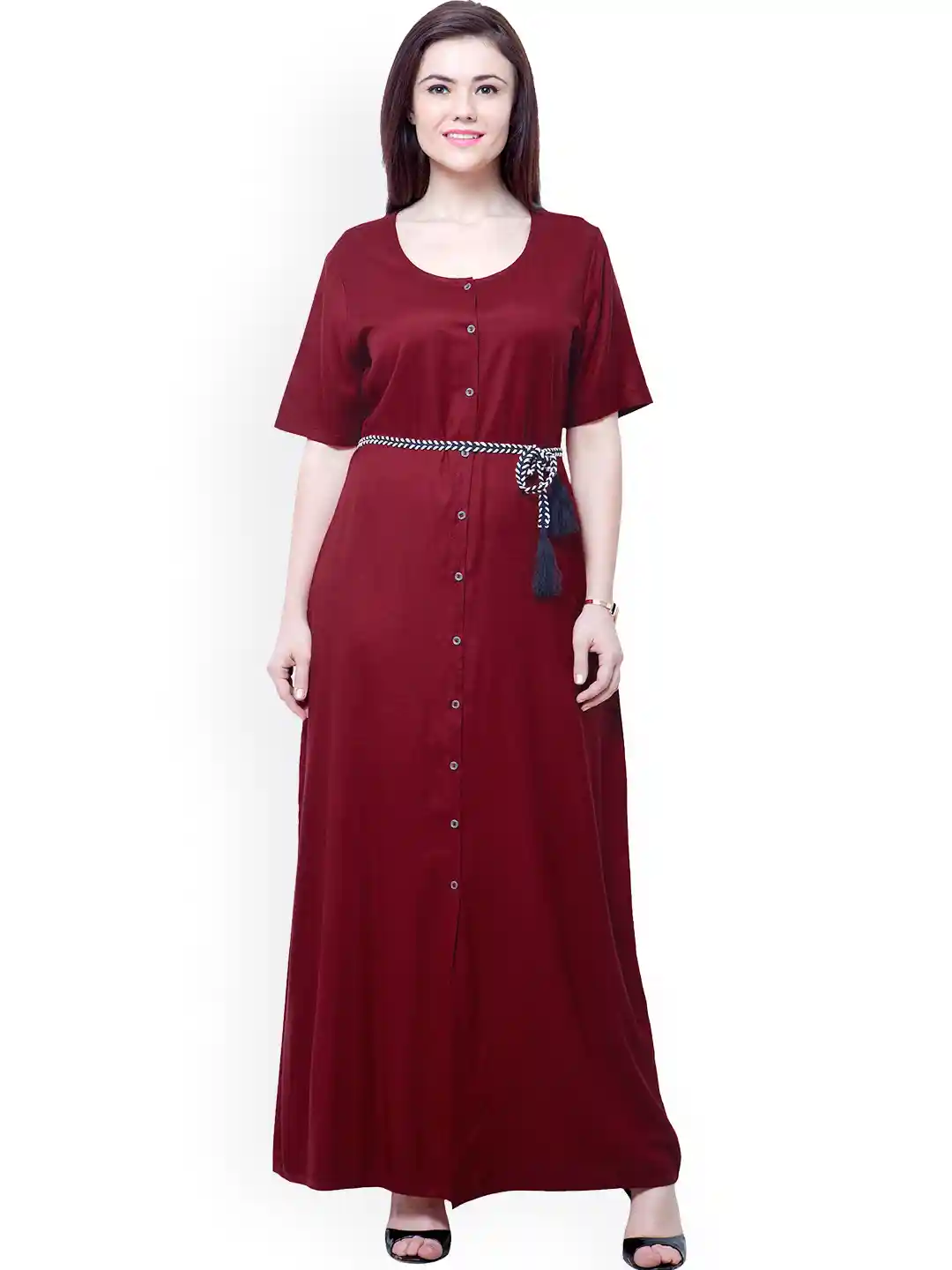 Buy FabAlley Curve Plus Size Maroon Maxi Dress Dresses for Women