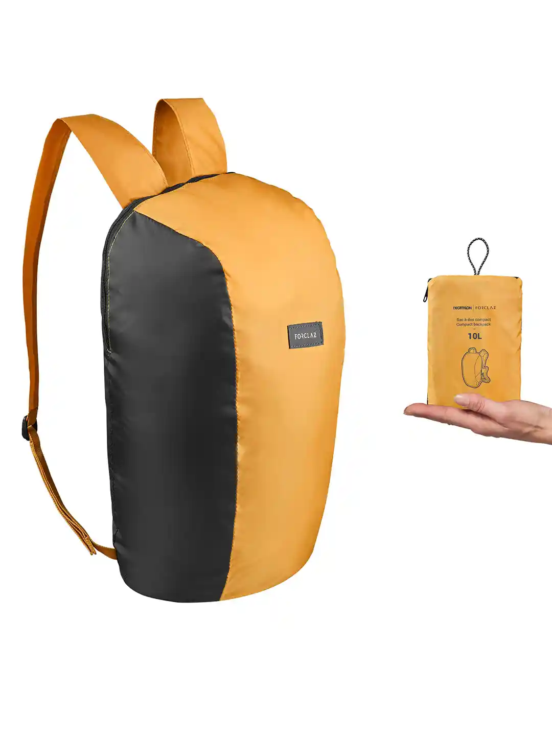 Decathlon FORCLAZ Yellow Foldable Travel Backpack 10L