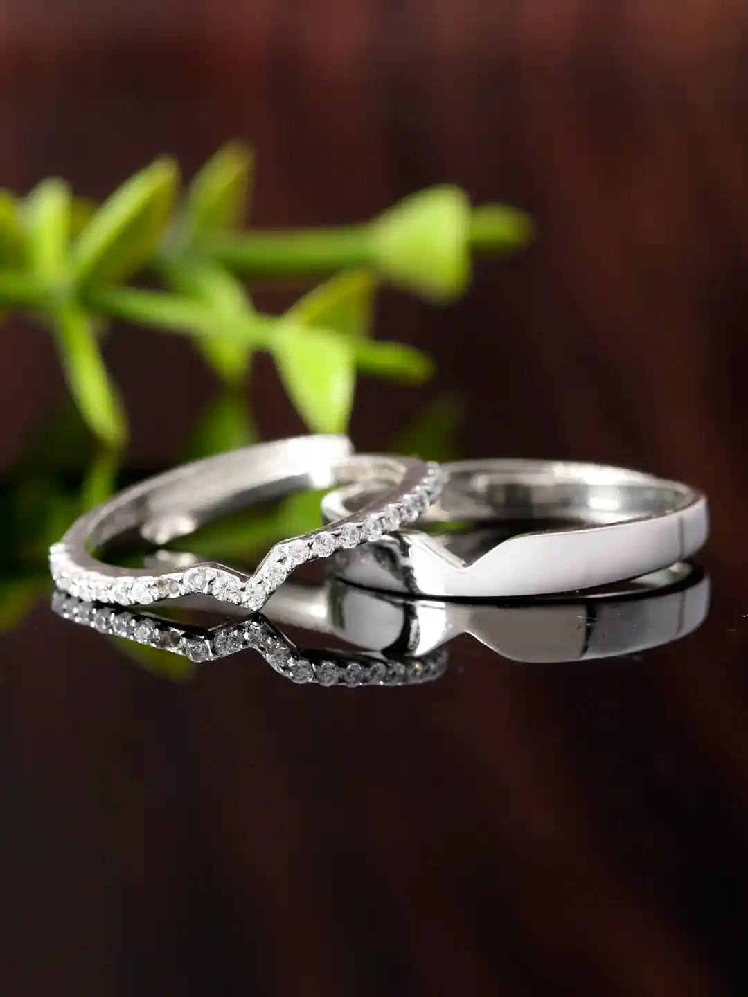 GIVA 925 Sterling Silver Rhodium Plated Cupid Arrow Adjustable Couple Bands