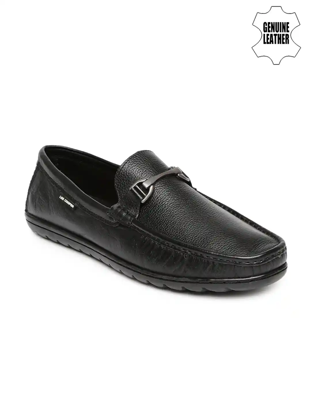 Buy Lee Cooper Men Black Solid Genuine Leather Loafers Casual