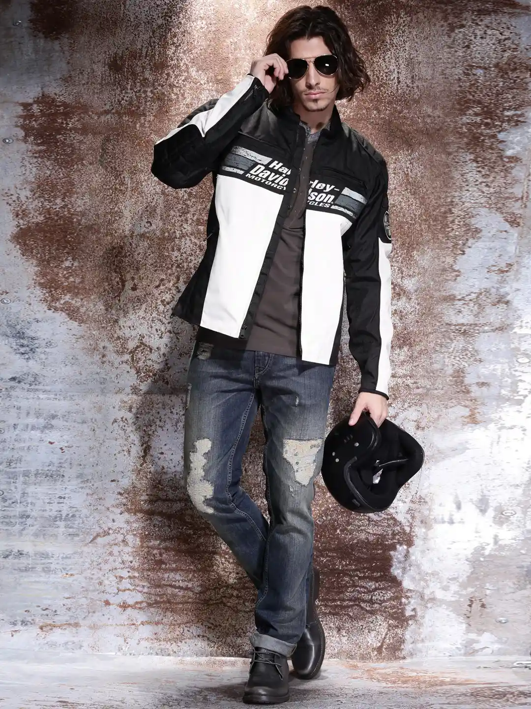 Buy Harley-Davidson Black & White Biker Jacket - Jackets for Men