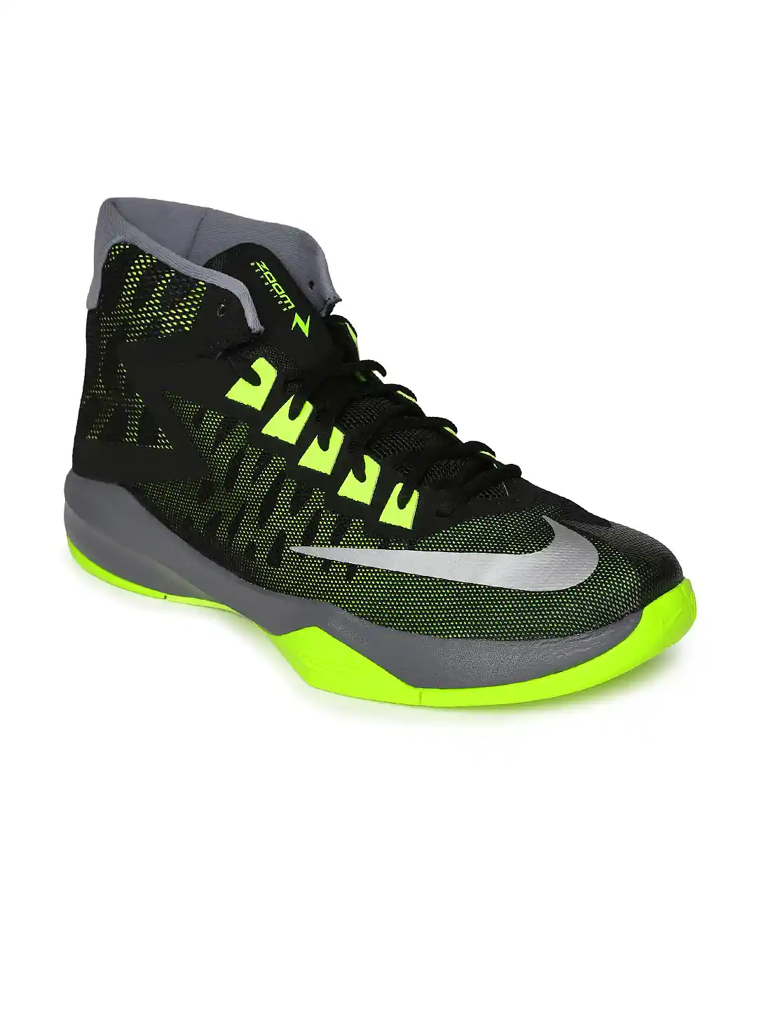 Buy Nike Men Black Neon Green Zoom Devosion Basketball Shoes