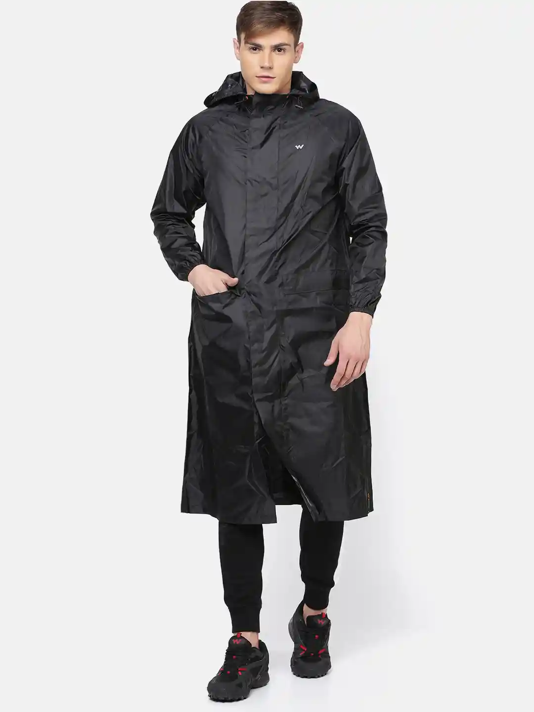 Buy Wildcraft Men Black Solid HypaDry Hooded Longline Rain Jacket