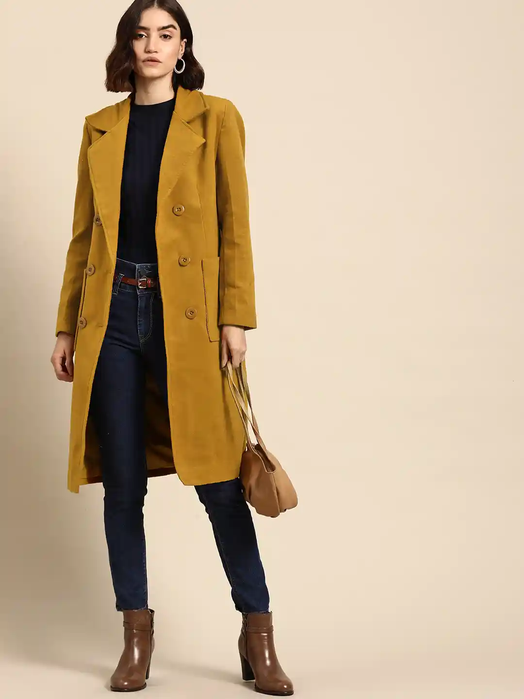 Ladies Jacket Mustard Duster Jacket HONNETE Women Mustard Yellow
