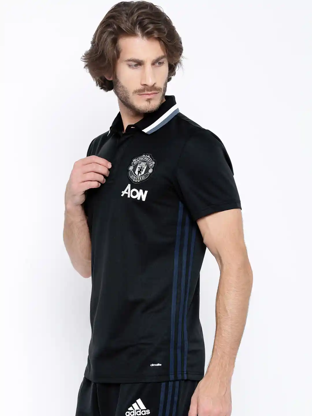 Buy ADIDAS Black Manchester United Polo T-shirt Tshirts for Men
