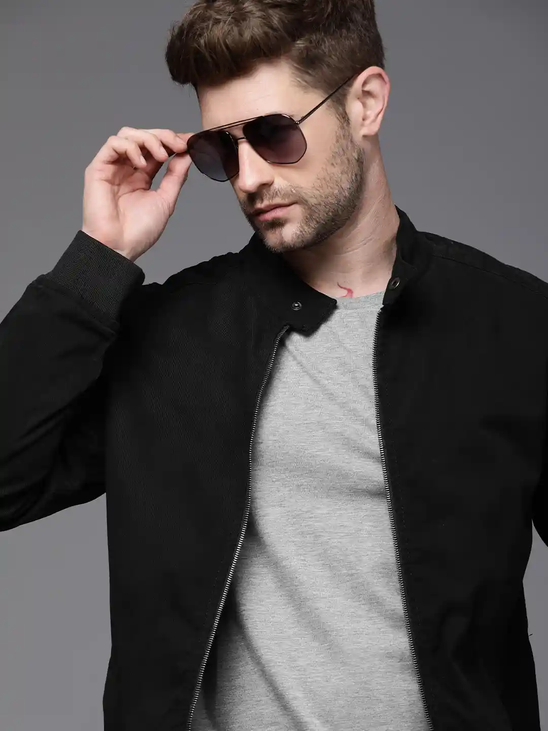 Buy WROGN Men Black Pure Cotton Bomber Jacket Jackets for Men