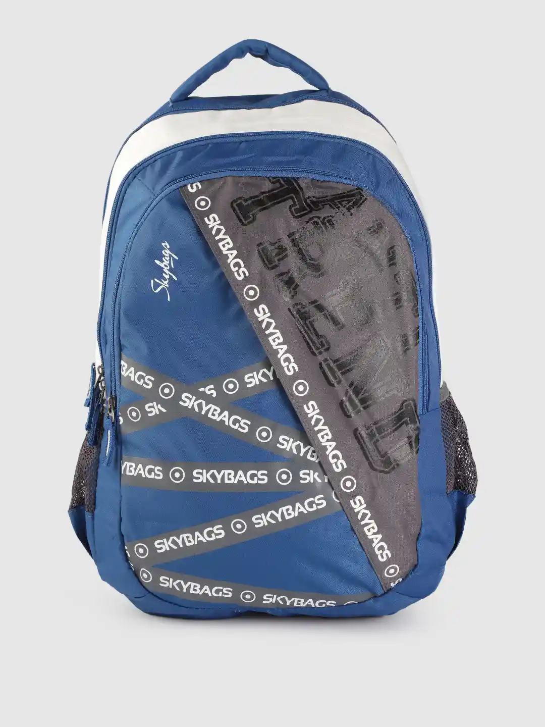 Skybags Unisex Kids Blue White Brand Logo Print Backpack