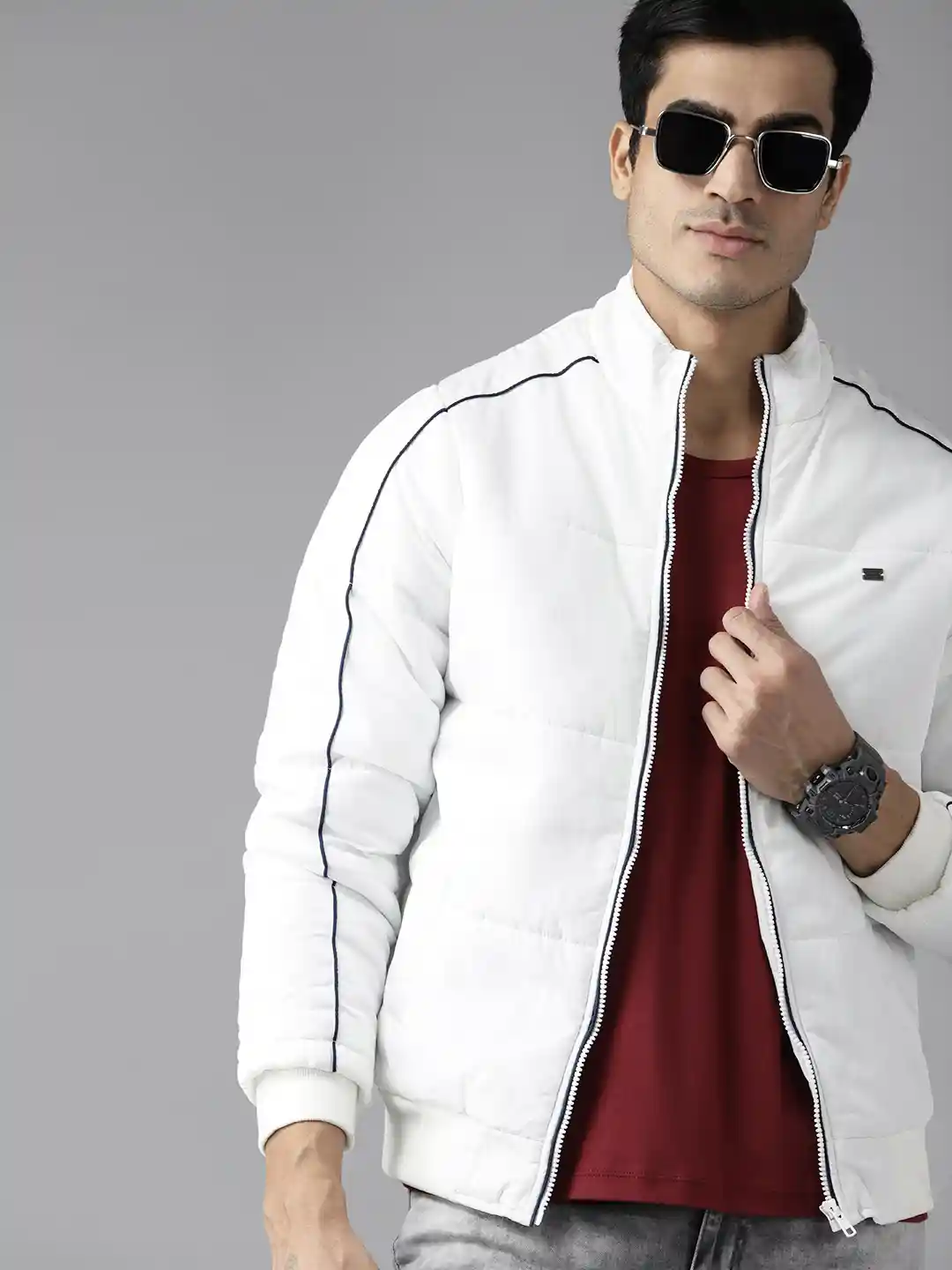 Buy Roadster Men White Solid Bomber Jacket Jackets for Men