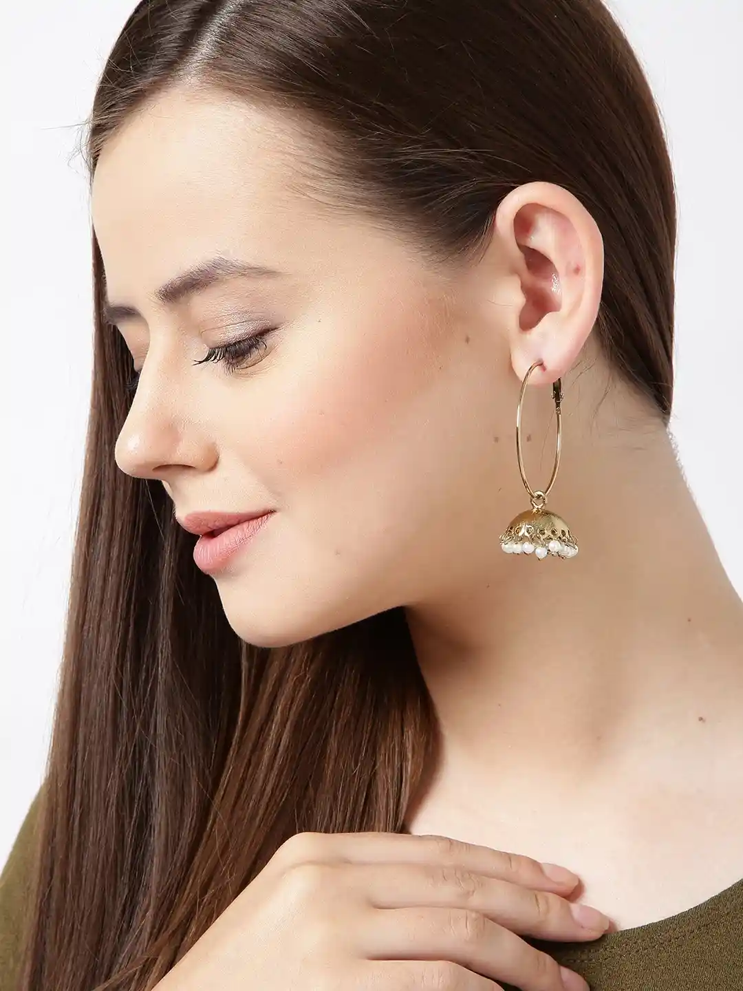 Fida Gold-Toned Off-White Jhumka Earrings