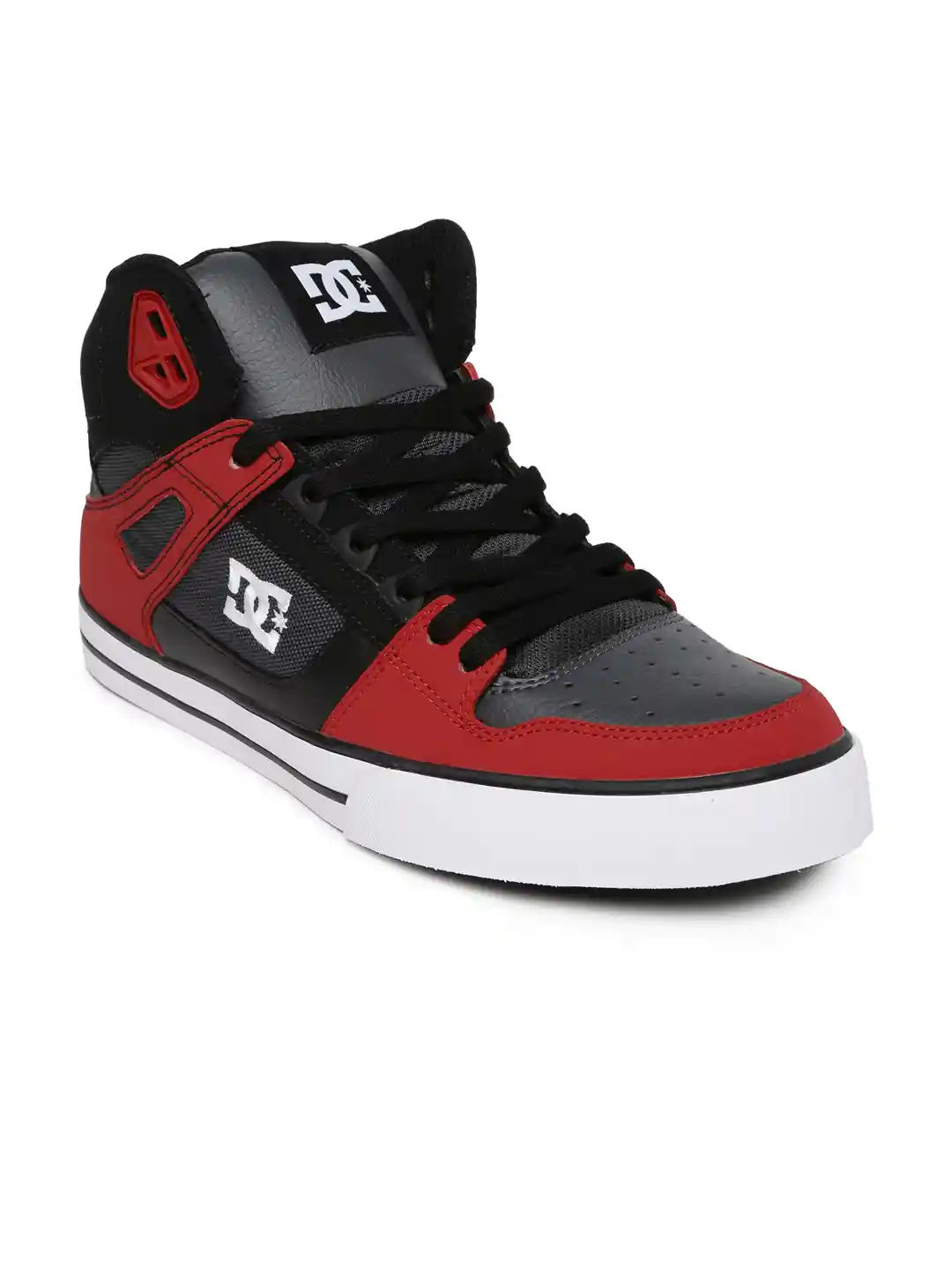 Buy DC Men Charcoal Grey Red Spartan High-Top Sneakers Casual