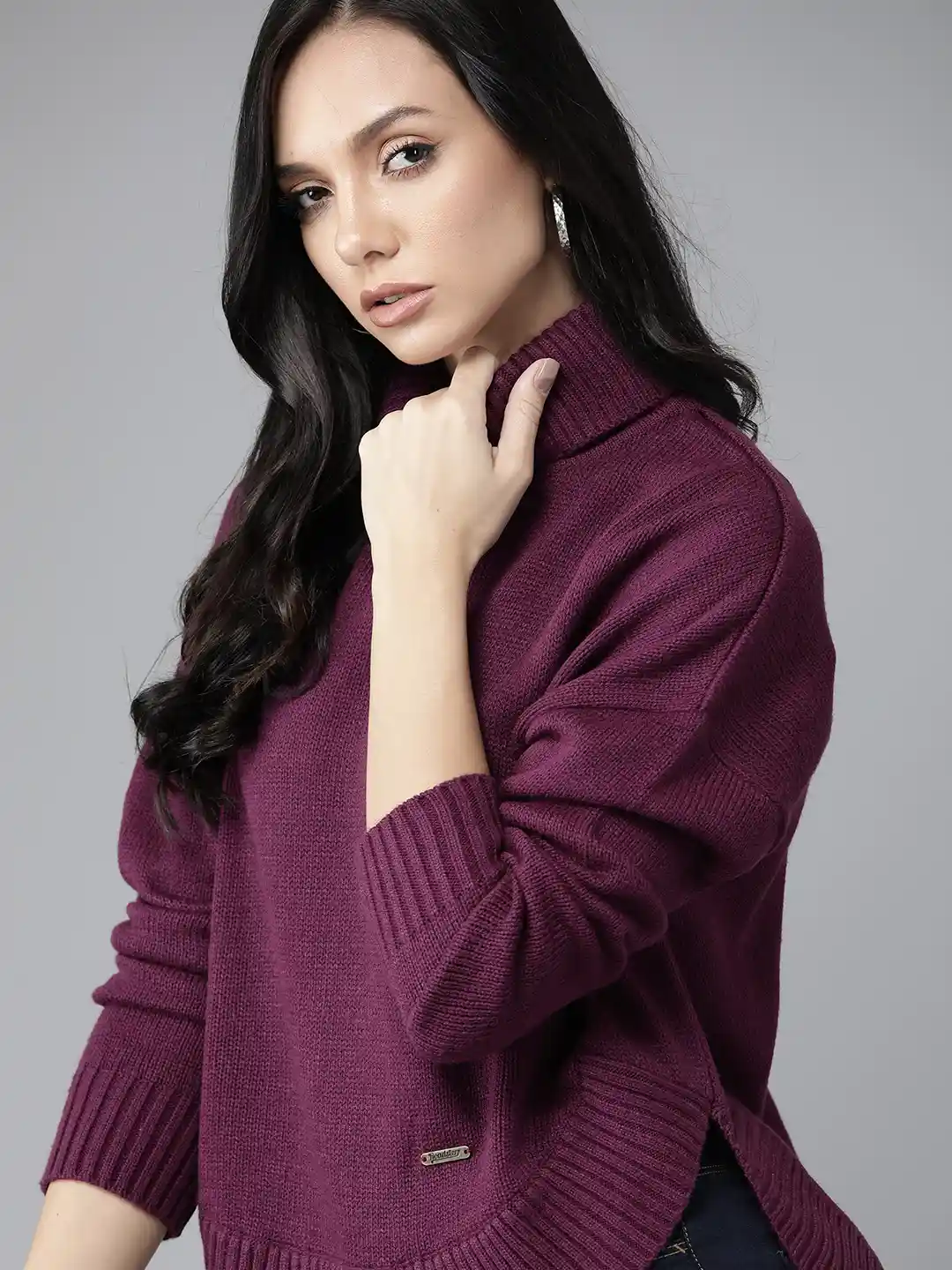 Turtleneck Dark Purple Sweater Women's VINTAGE Ralph Lauren