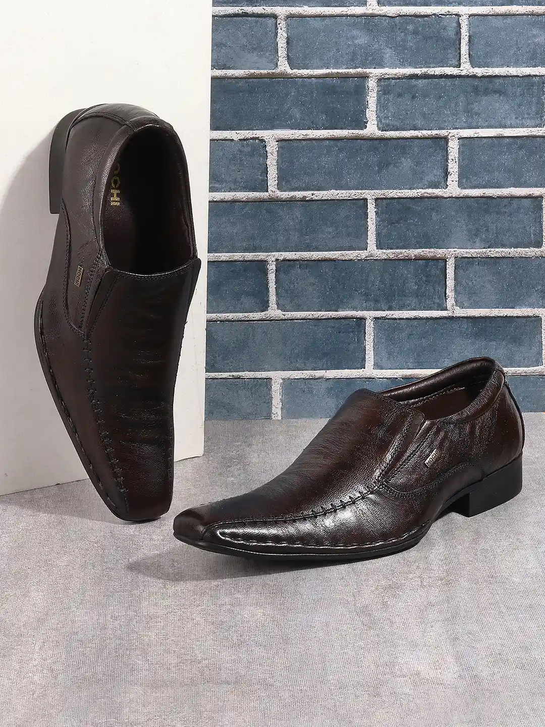 Formal Shoes Mochi Slippers For Men Mochi Men Tan Brown Solid