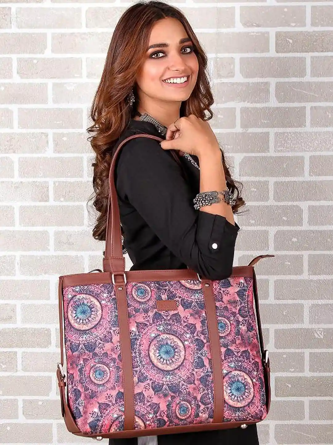 Buy ZOUK Peach-Coloured Blue Jute Vegan Leather Handcrafted