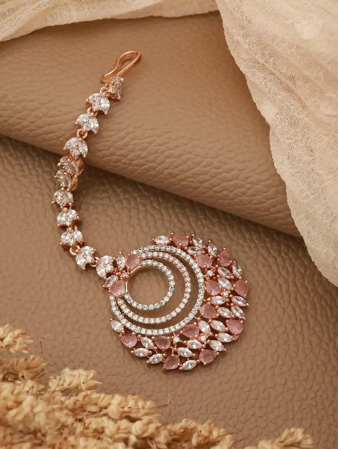 Buy Saraf RS Jewellery Rose Gold-Plated Pink White AD-Studded