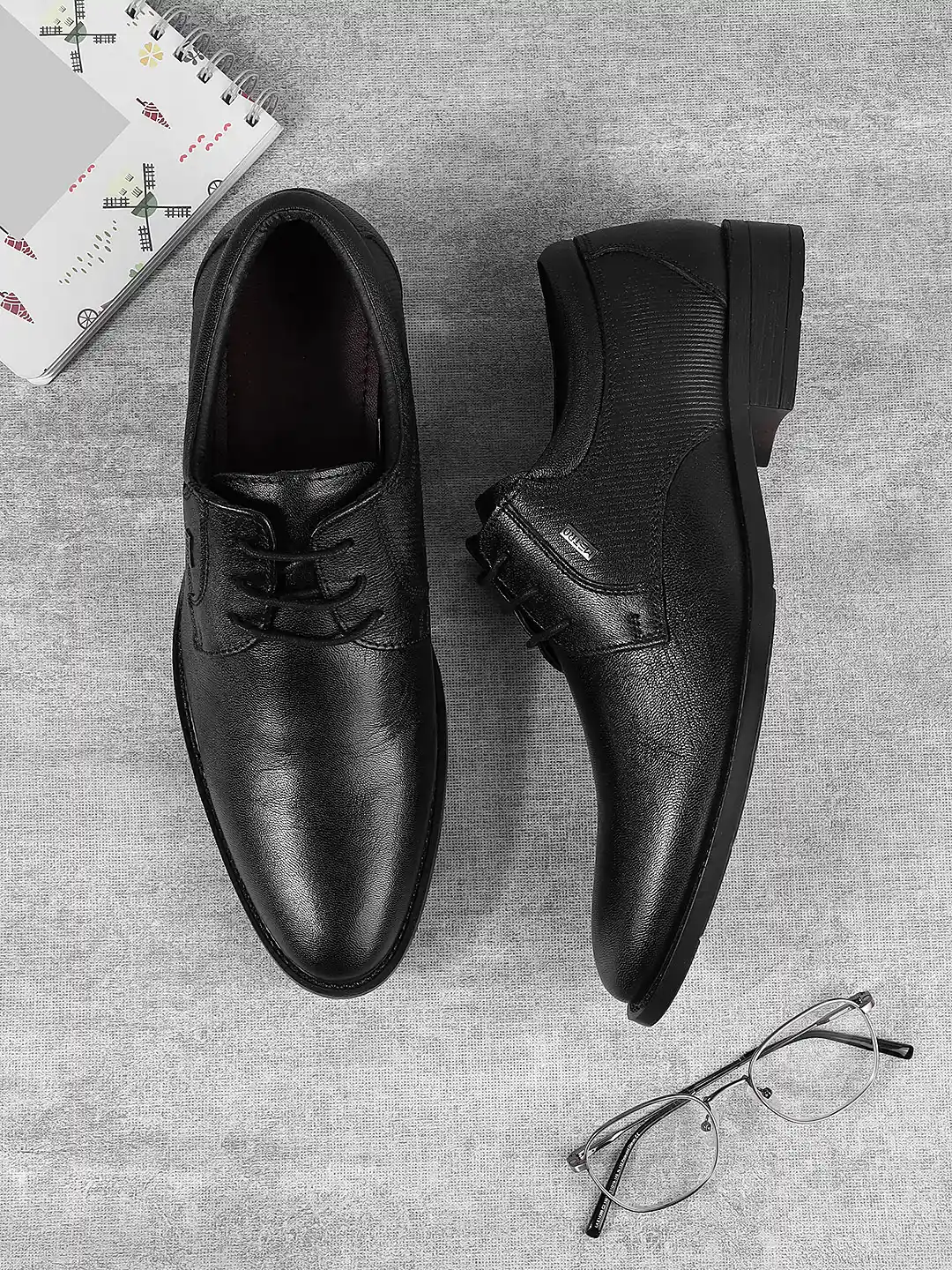 Buy Metro Men Black Textured Leather Formal Derbys Formal Shoes