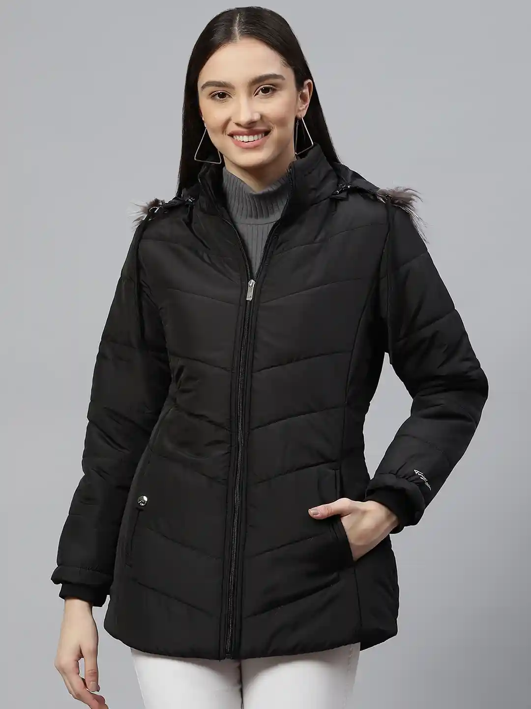 Buy Foreign Culture By Fort Collins Women Black Solid Parka Jacket