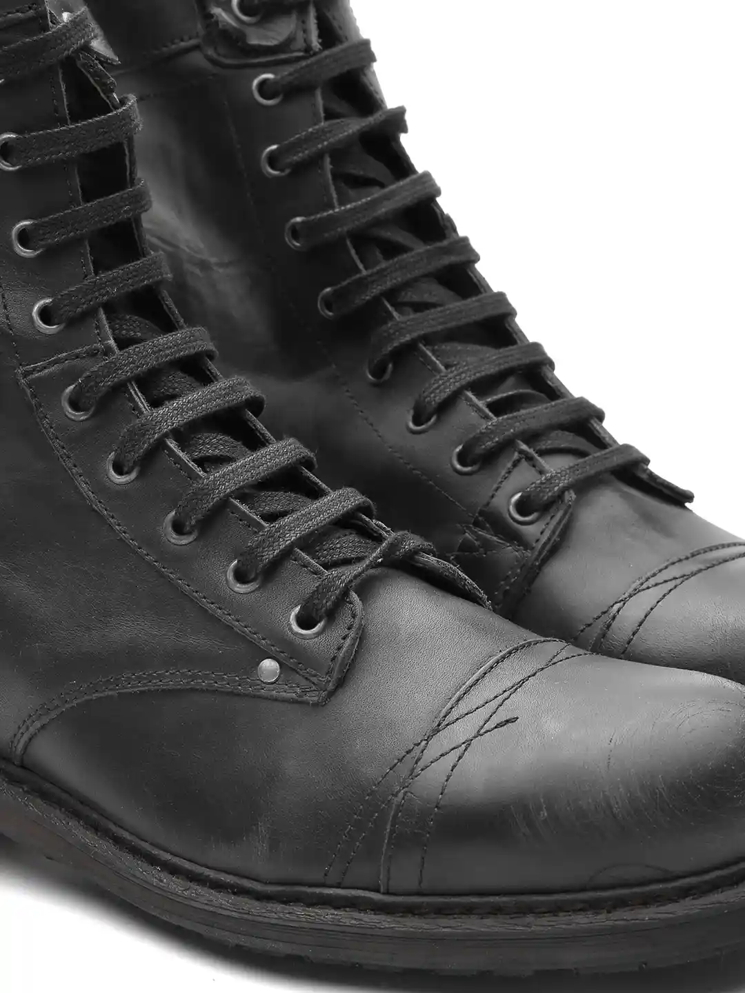 Buy DIESEL Men Black Leather Boots Boots for Men 1445869 Myntra