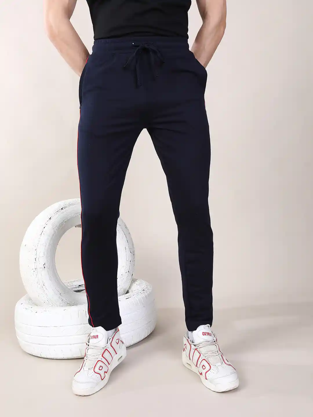 The Indian Garage Co Men Navy Blue Solid Slim-Fit Track Pants