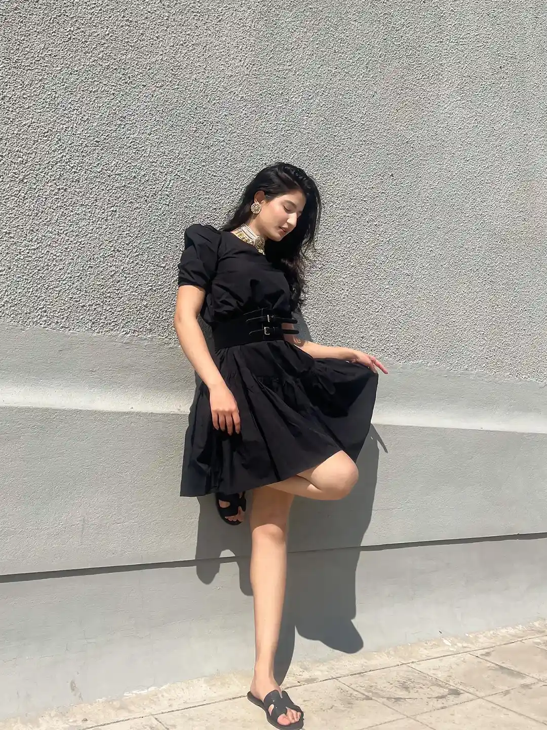 Black Girl All Black Going Out Outfits STREET Black Drop-Waist Dress