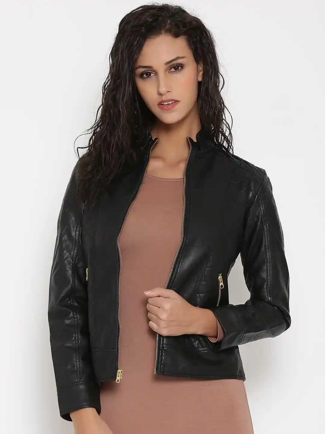 Black Leather Fur Biker Jacket Womens Black Classic Biker Jacket