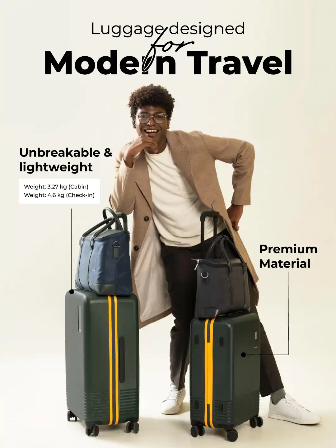 Travel Luggage Bags Trendy Suitcase MOKOBARA Set Of Textured