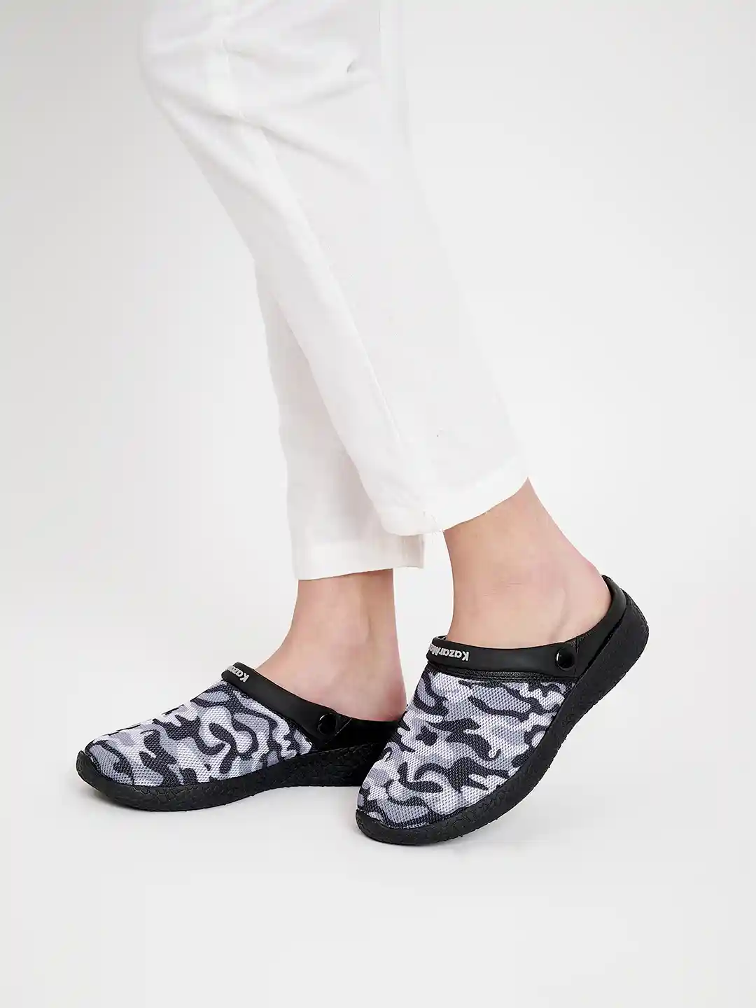 Buy KazarMax Boys Black White Printed Clogs Flip Flops for