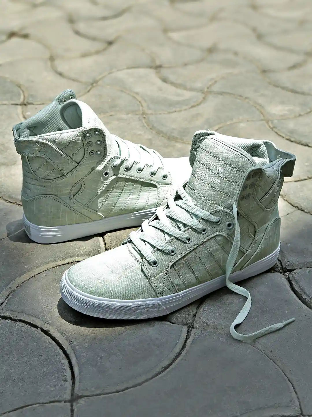Buy Supra Men Grey Solid High Tops Sneakers Casual Shoes for Men