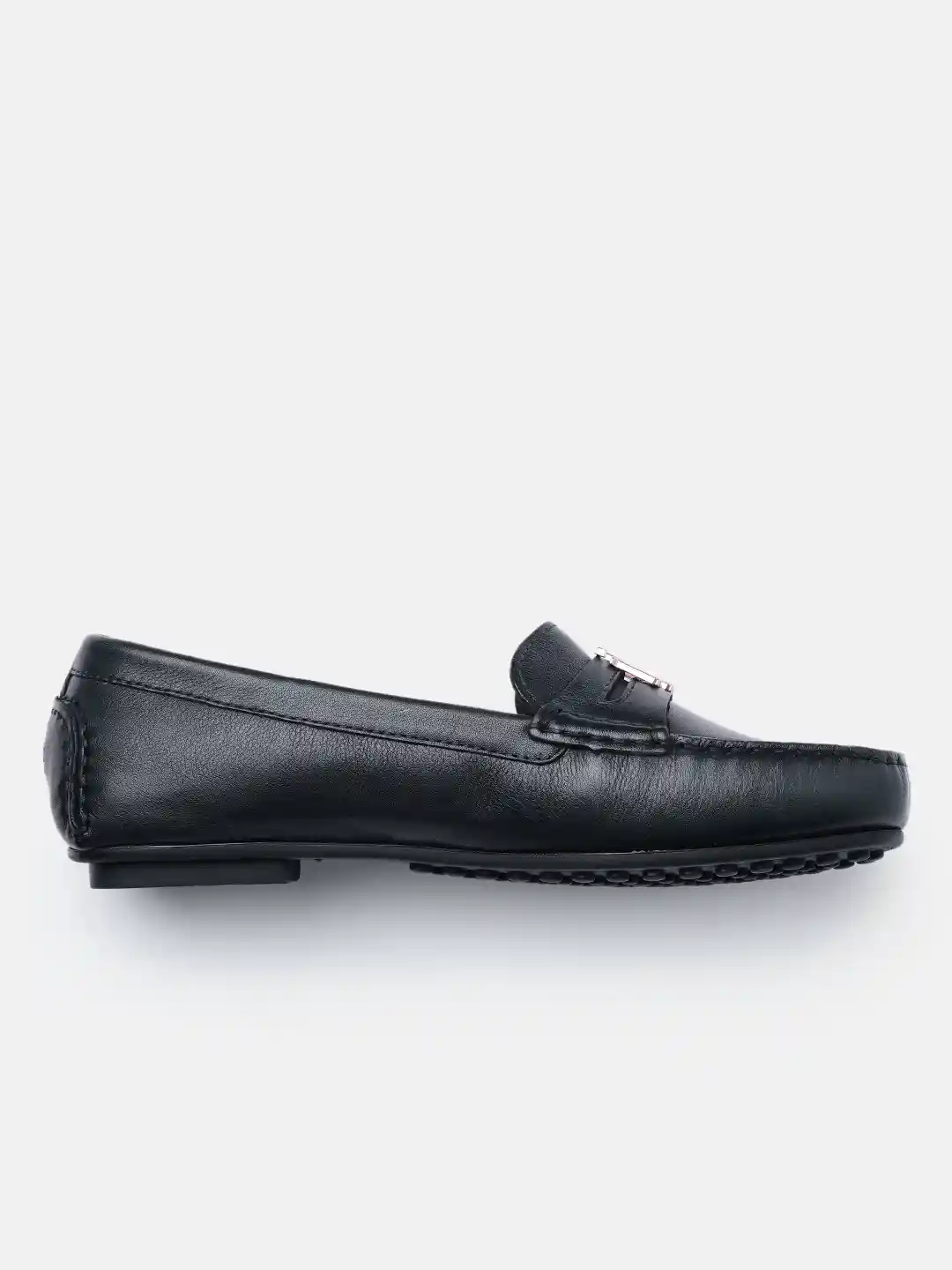 Buy Tommy Hilfiger Women Navy Blue Leather Loafers Casual Shoes