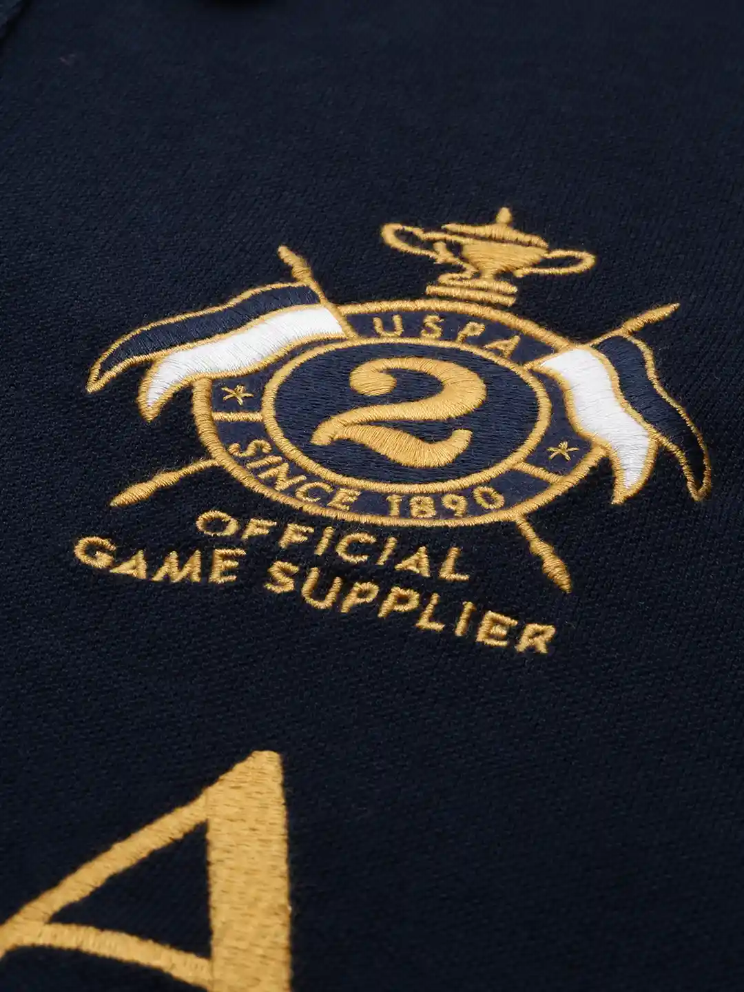 Buy U S Polo Assn Men Navy Blue Gold-Toned Brand Logo Printed Polo