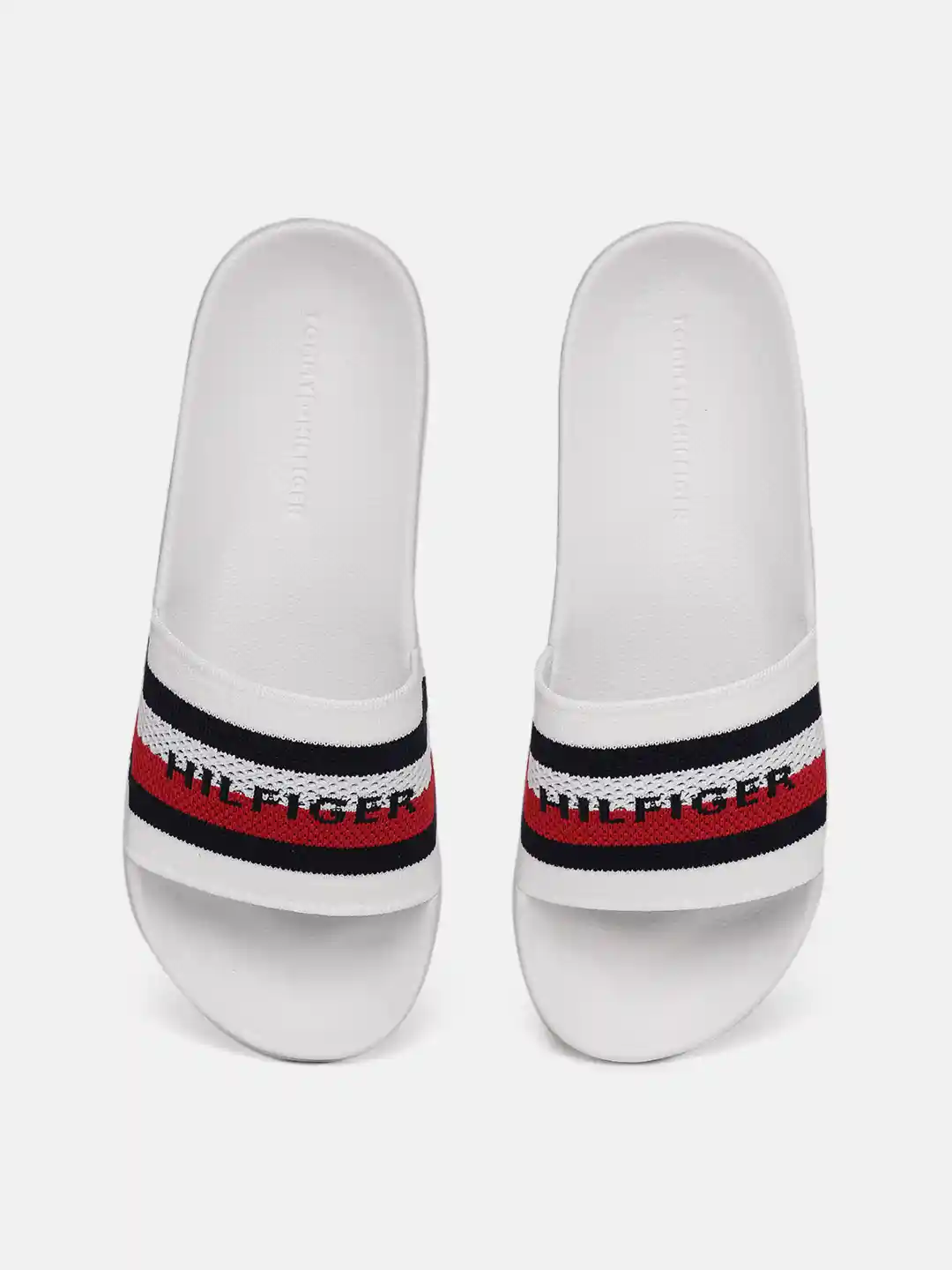 Buy Tommy Hilfiger Men White Red Colourblocked Sliders Flip