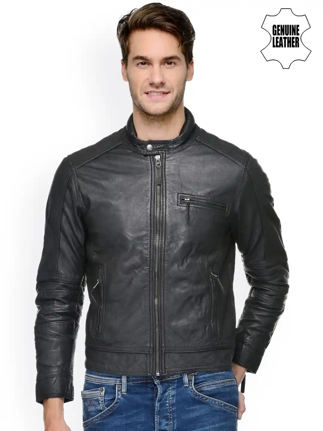 Buy Teakwood Leathers Black Leather Jacket Jackets for Men