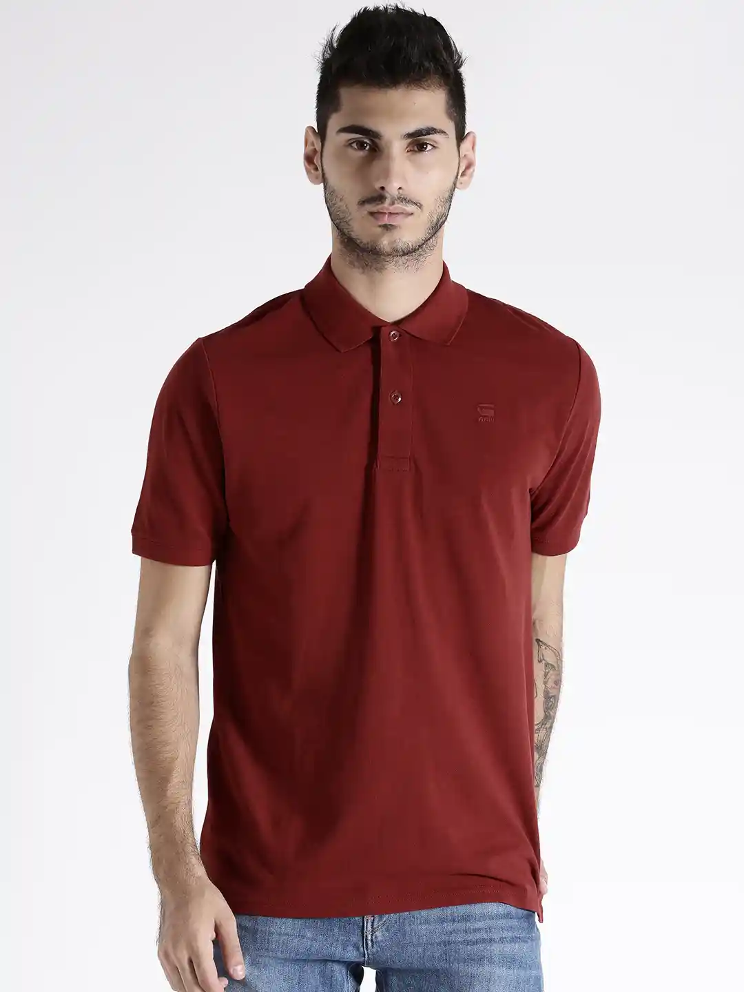 Buy G-STAR RAW Men Maroon Polo T-Shirt Tshirts for Men 1474206