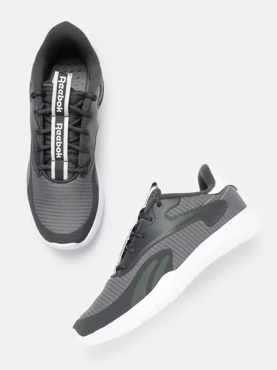 Buy Reebok Women Charcoal Grey Smash Self-Striped Training Shoes