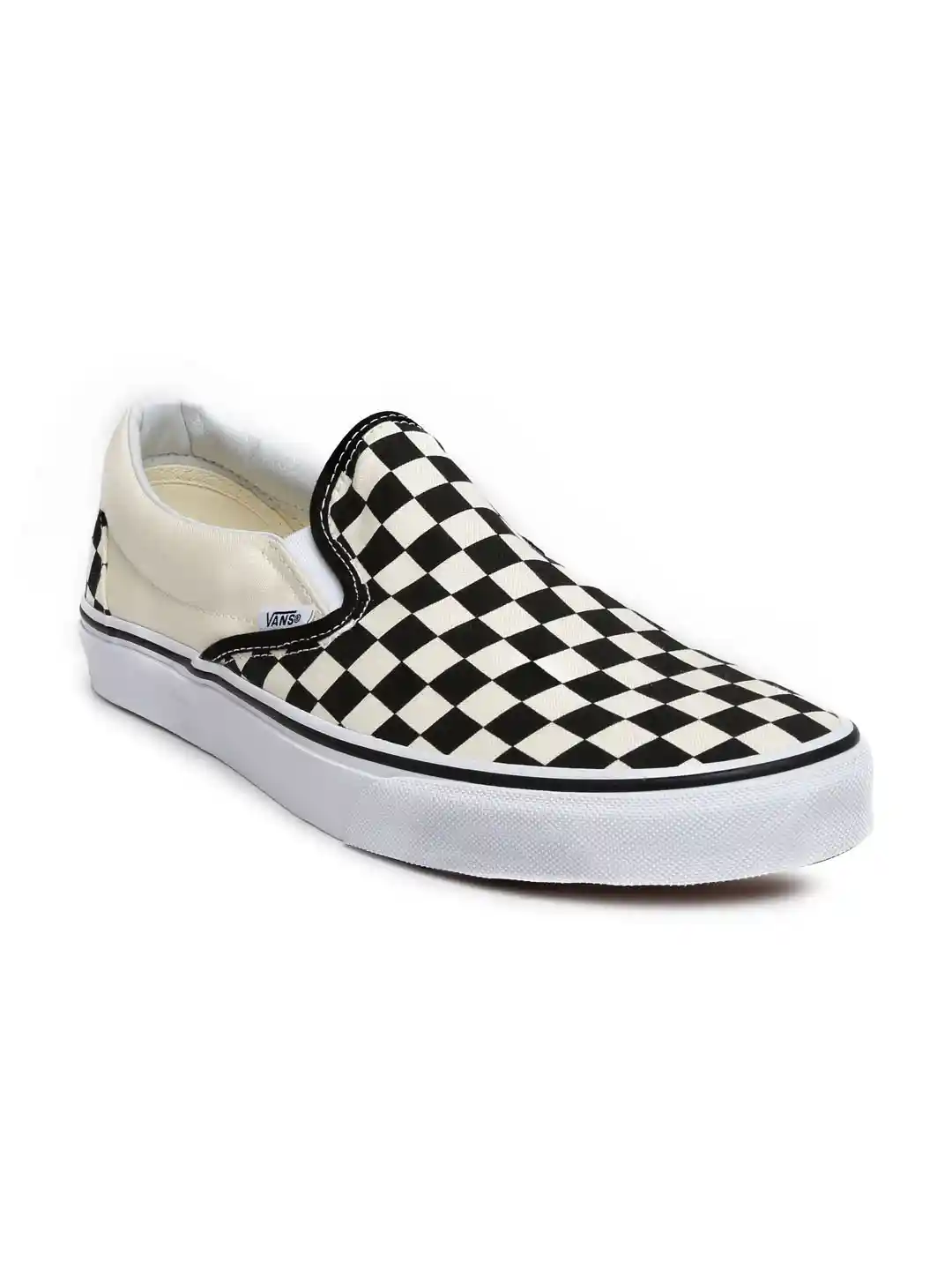 Buy Vans Men Black Off-White Checked Classic Slip-On Sneakers