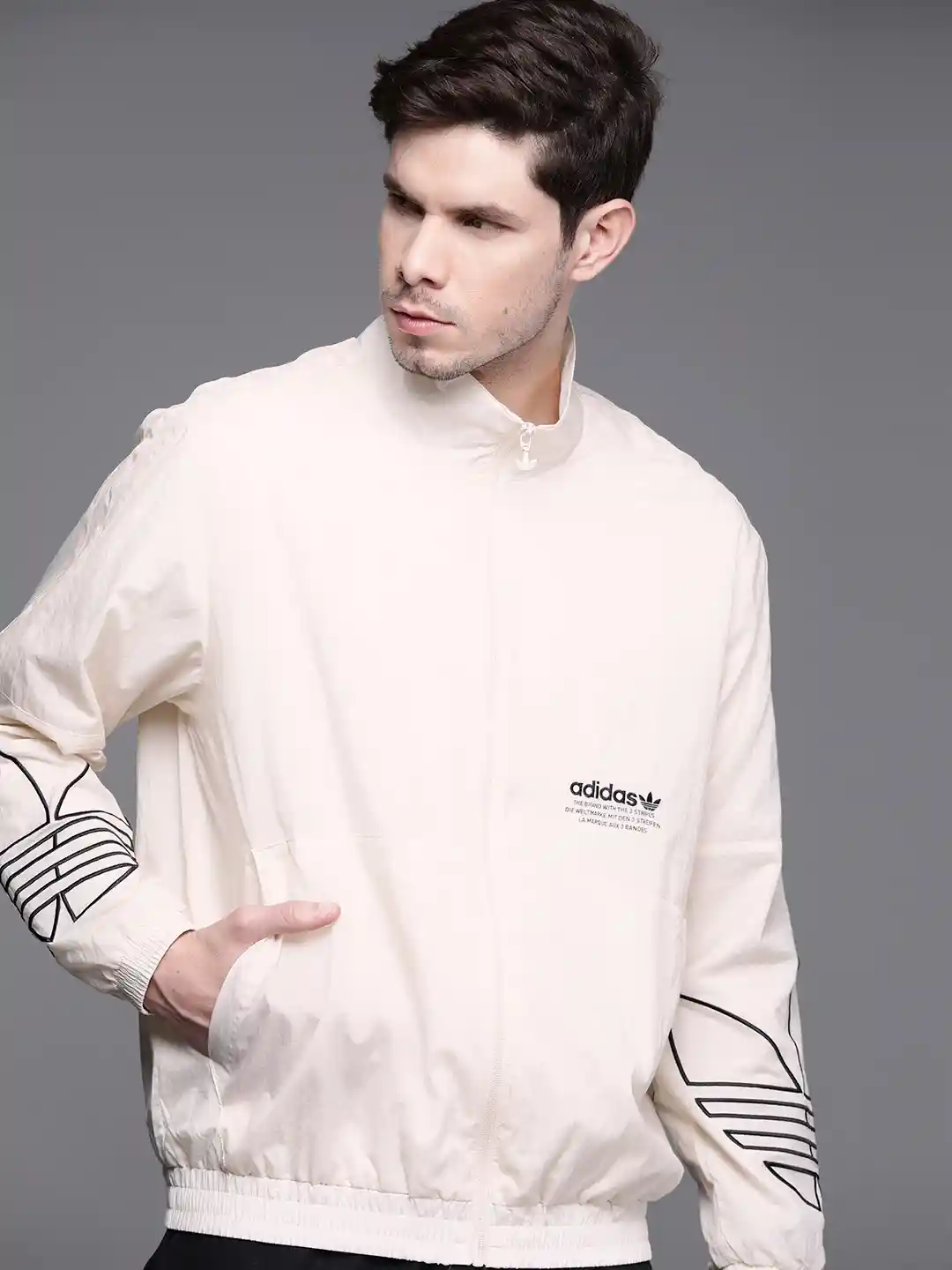 Buy ADIDAS Originals Men Cream-Coloured Tricolor Track Jacket