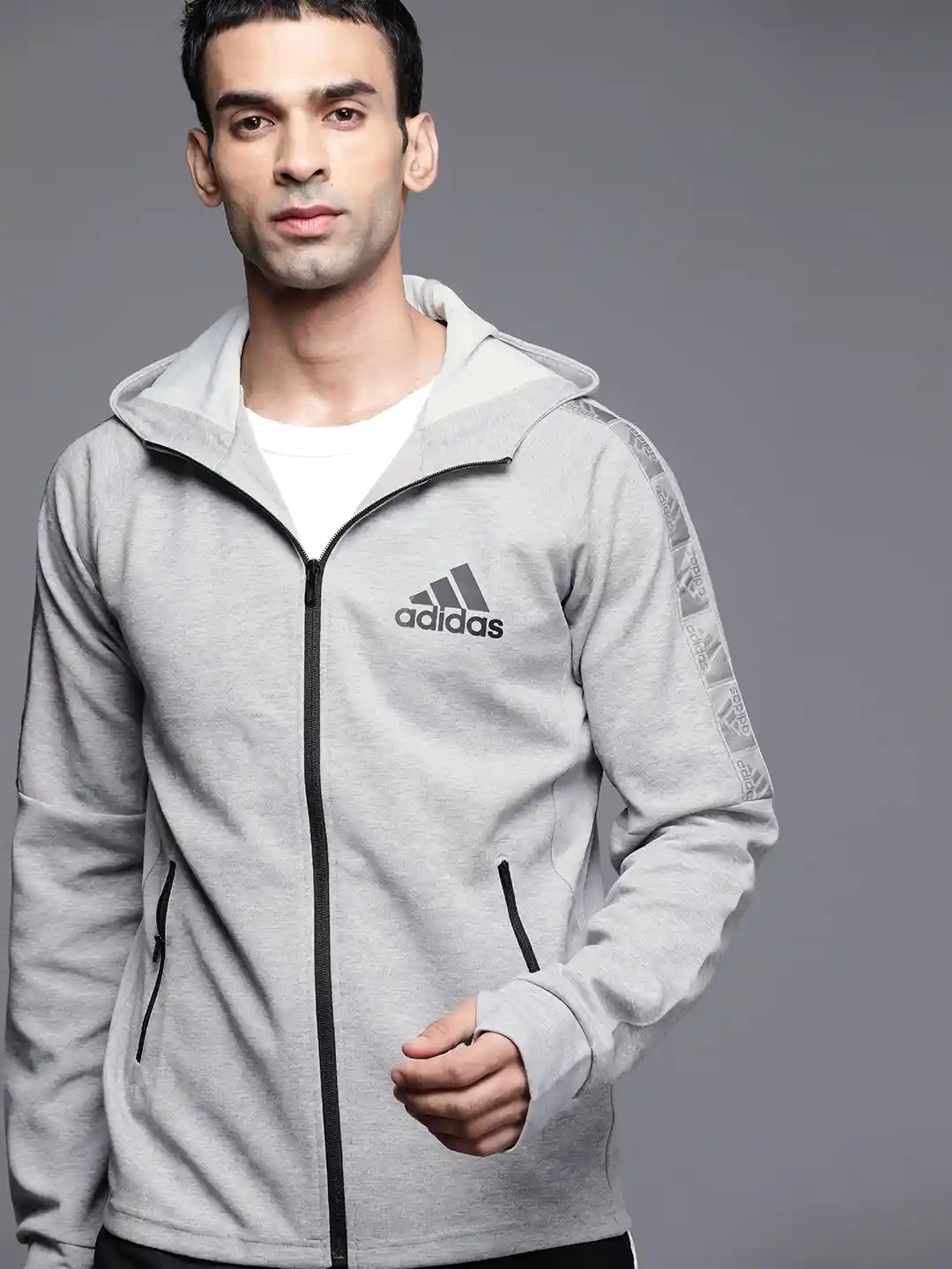 Buy ADIDAS Men Grey MT Full Zip Hooded Training Jacket Jackets